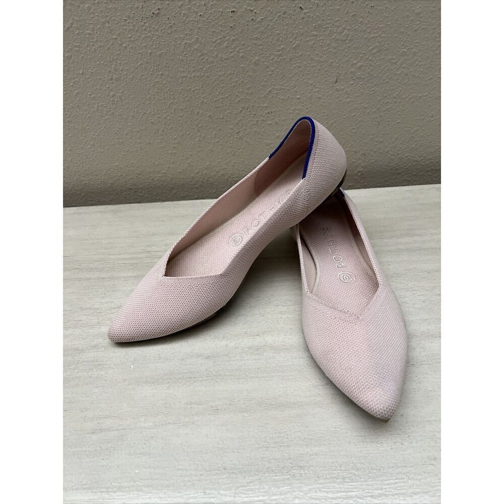Rothy’s Women Sz 8.5 Light Pink Flats Pointed Toe Slip On “THE POINT” Knit Shoes